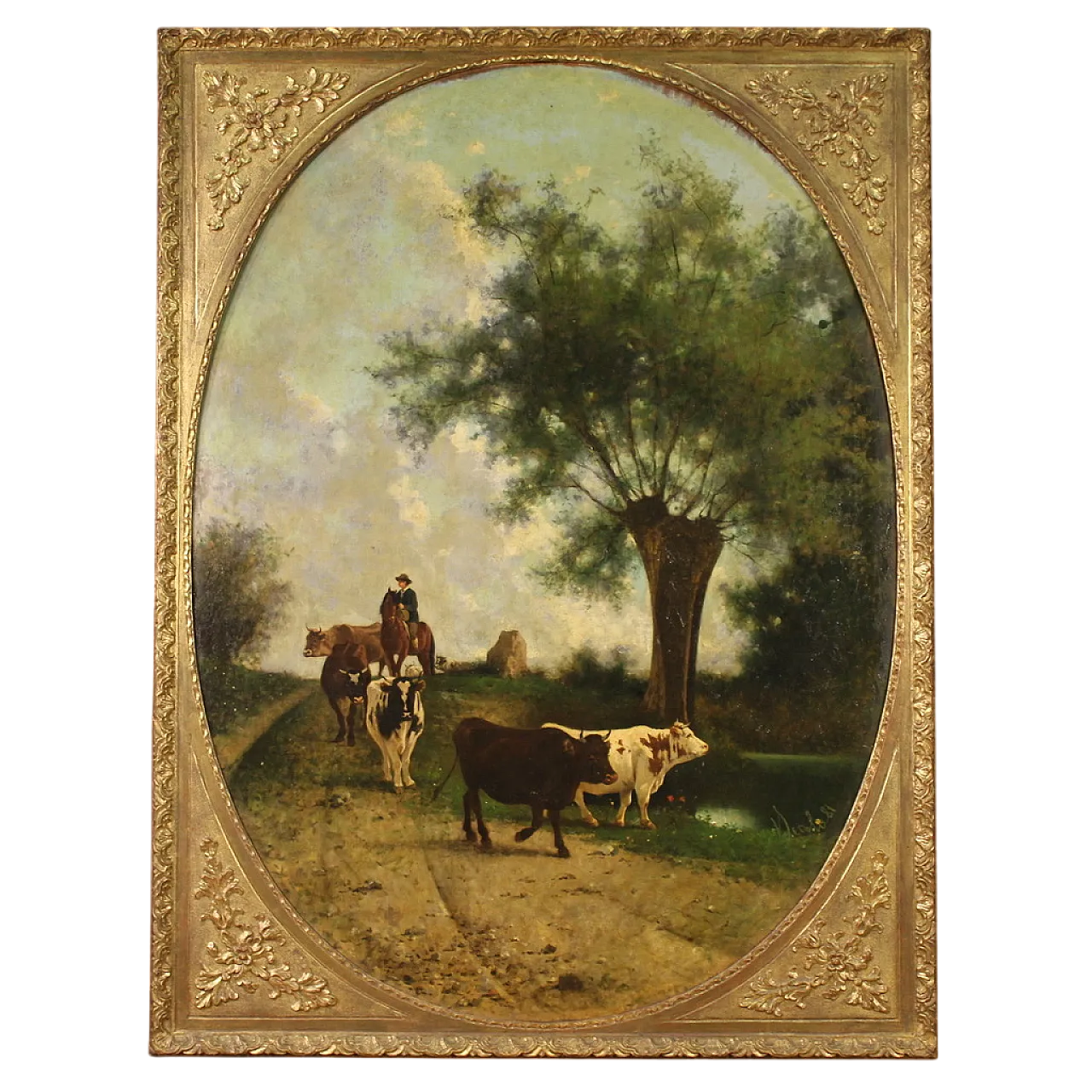 Dipinto italiano paesaggio firmato e datato 1881 17