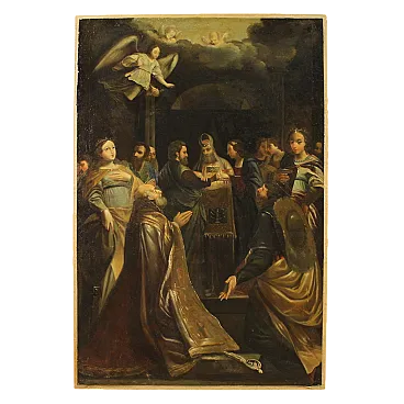 Ancient Italian painting Marriage of the Virgin from the 18th century