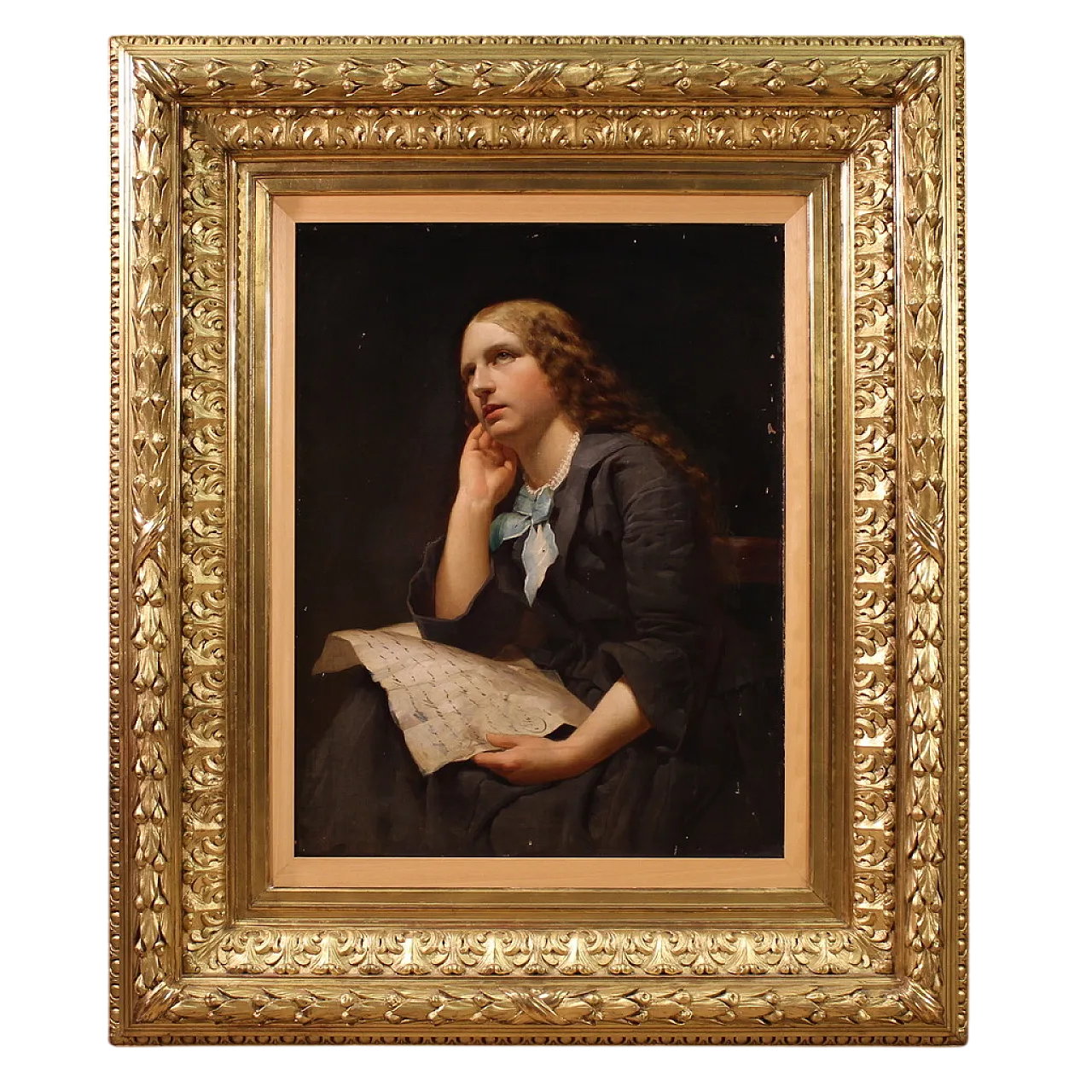 Portrait of a lady, oil on canvas 19th century 16