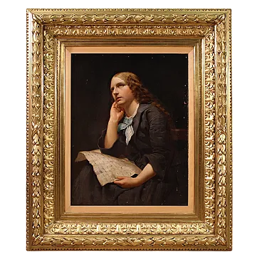 Portrait of a lady, oil on canvas 19th century