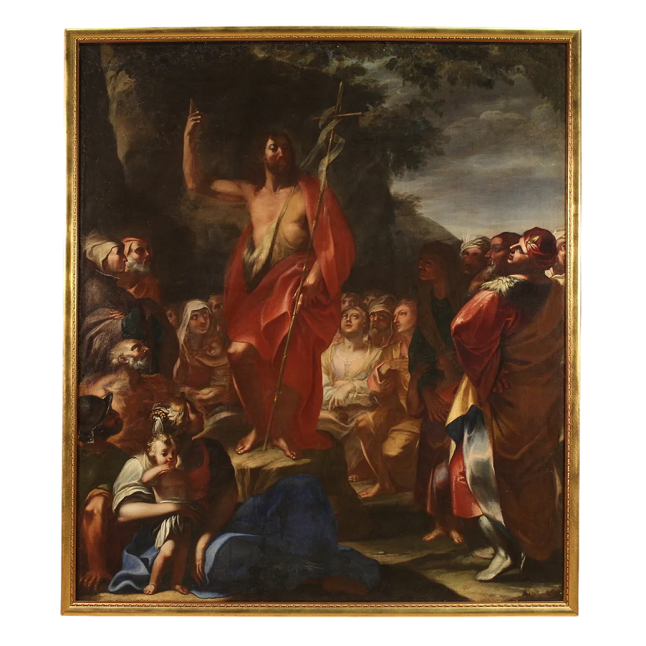 Italian painting Sermon of St. John, 17th century 16