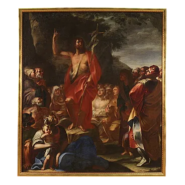 Italian painting Sermon of St. John, 17th century