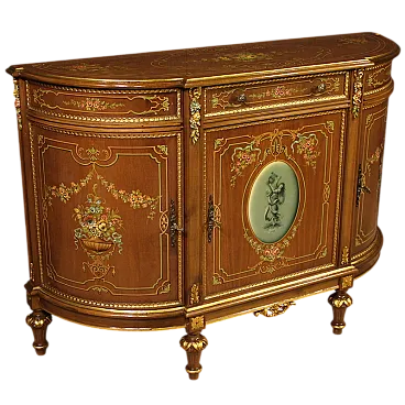 Credenza italiana in legno dipinto e dorata, '900