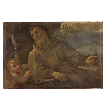 Saint Francis of Assisi, Religious oil painting, 18th century