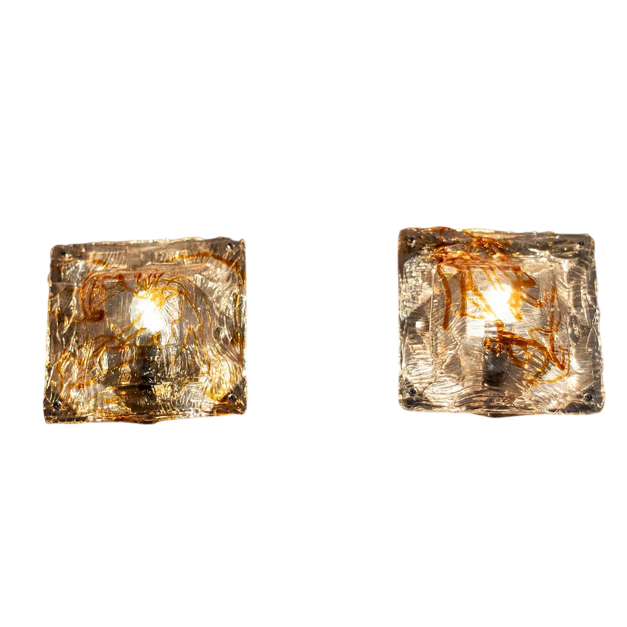 Coppia di applique in vetro di Murano Diamante, anni '70 22