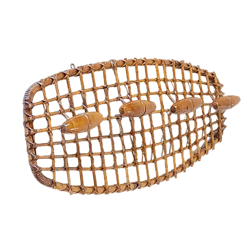 Vintage bamboo and rattan coat hanger from Bonacina, 1960s