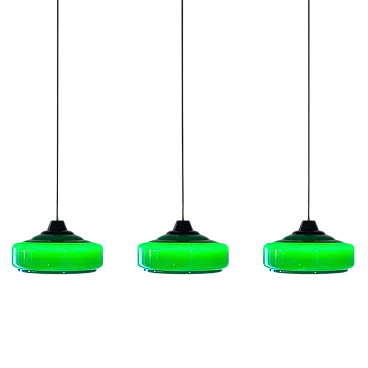 Lampadario da sala biliardo, color verde, anni '60