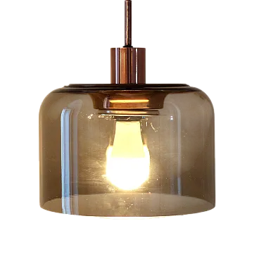 Smoked glass pendant lamp, 70s