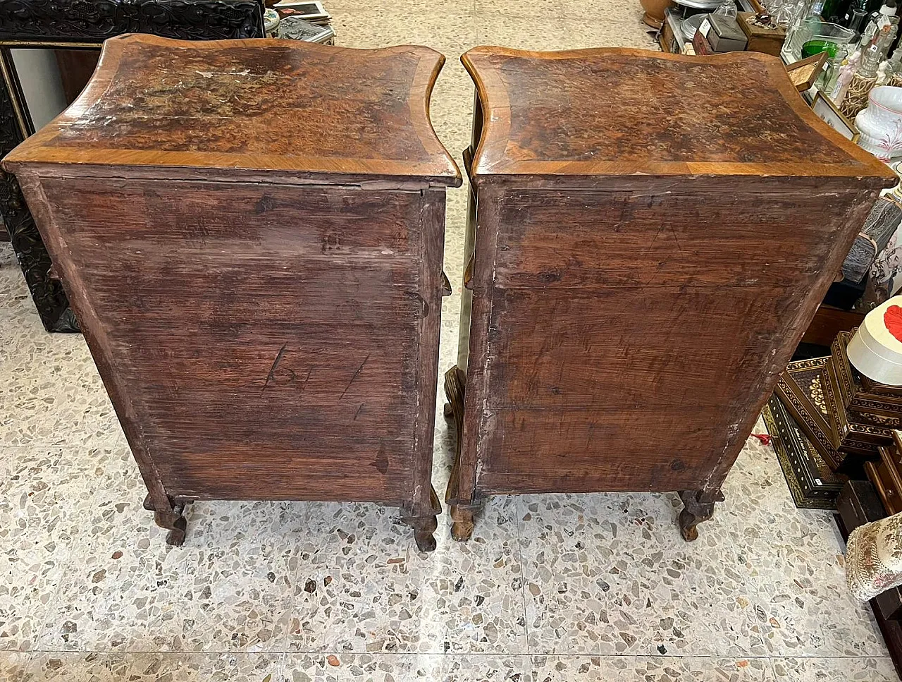 Coppia di comodini in radica di noce, '800 9