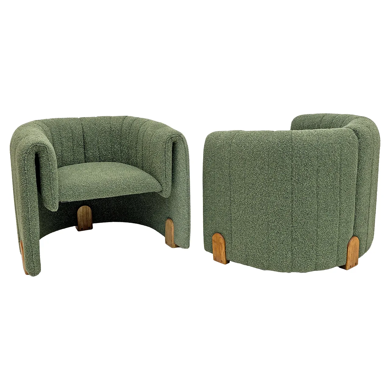 Pair of bouclè armchairs, 2000s 1
