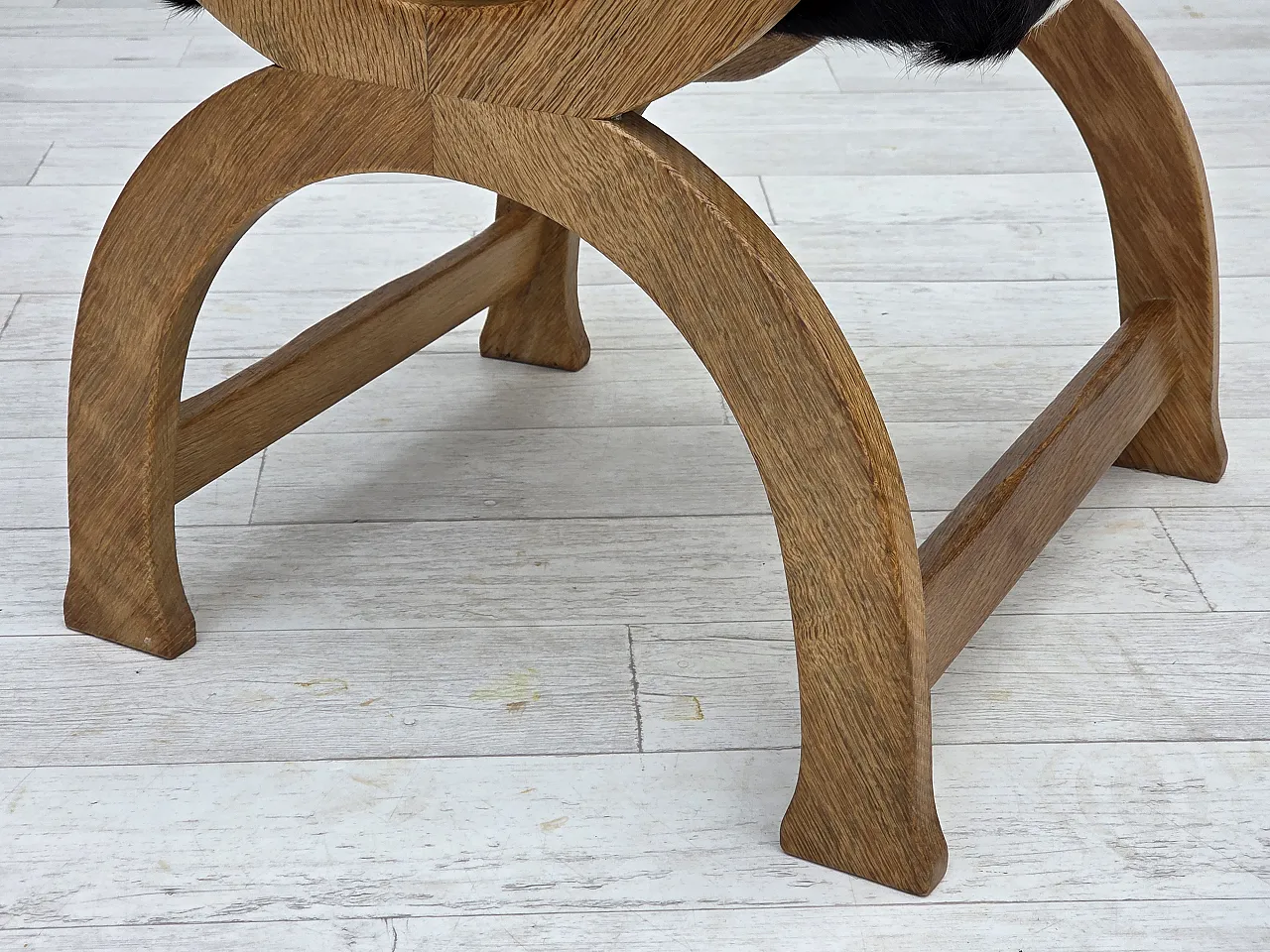 Danish highback armchair, cowhide, oak wood, 1960s 4