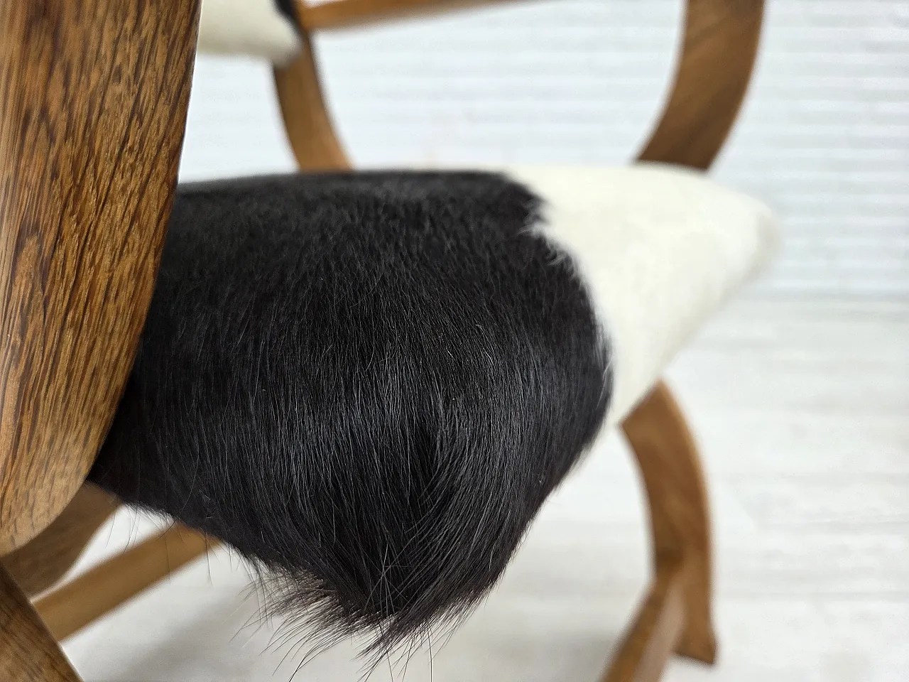 Danish highback armchair, cowhide, oak wood, 1960s 6