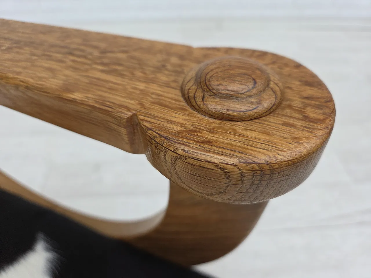 Danish highback armchair, cowhide, oak wood, 1960s 7