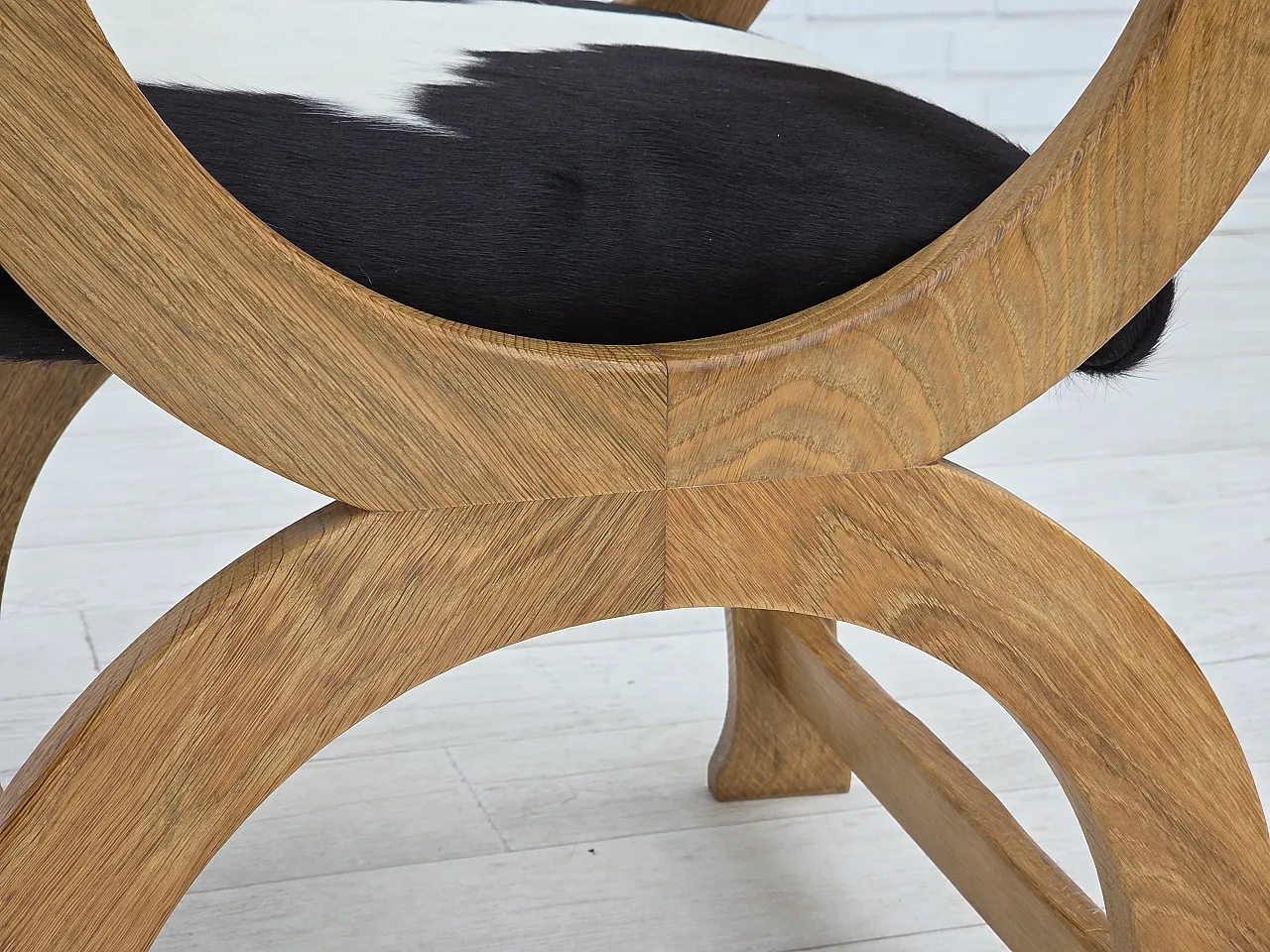 Danish highback armchair, cowhide, oak wood, 1960s 18