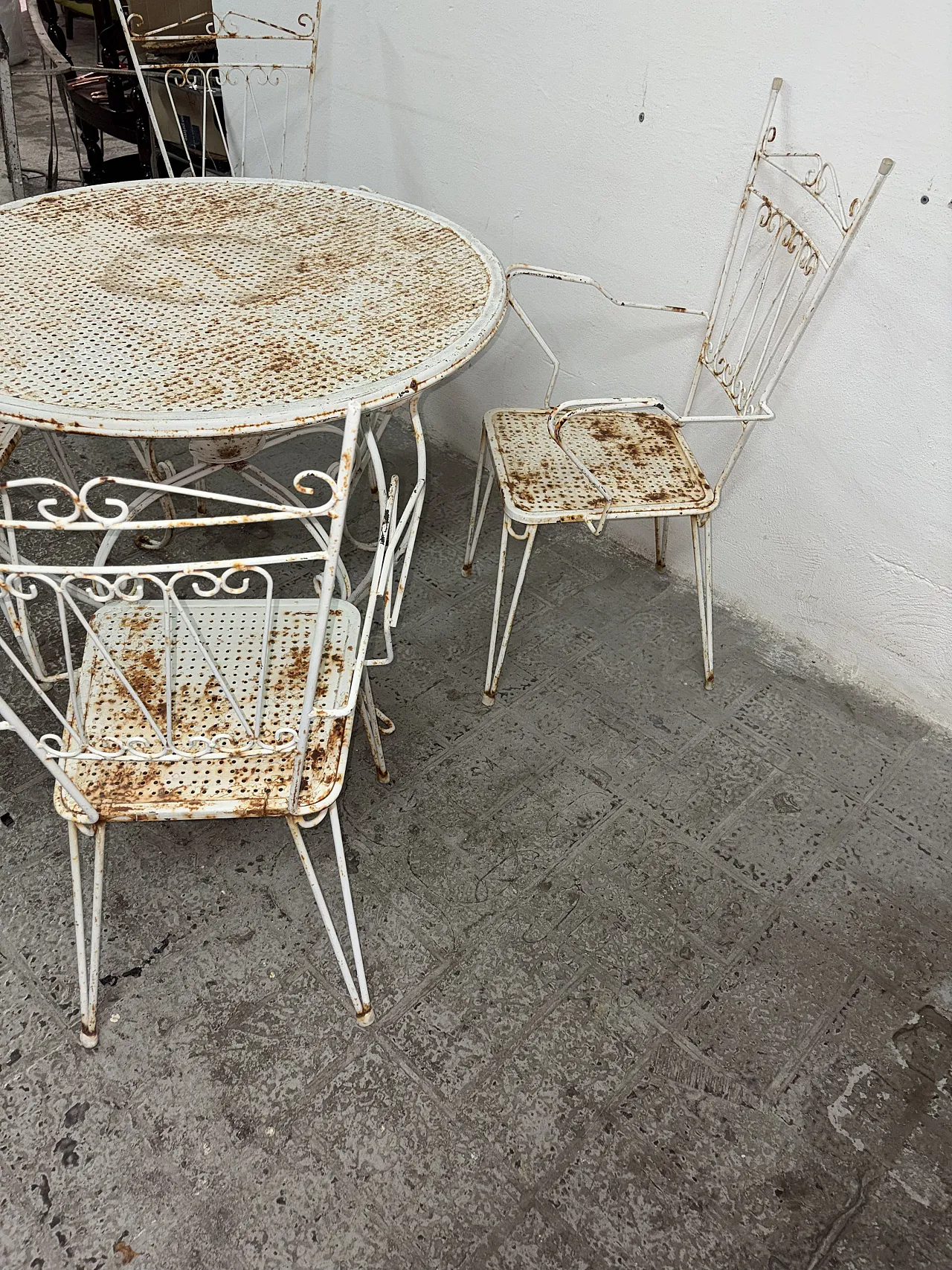 Tavolo con sedie in ferro, anni '70 5