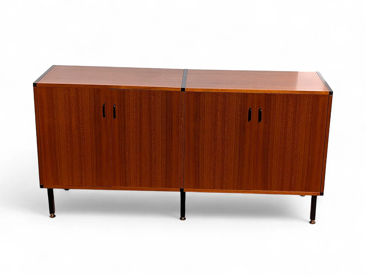 Teak wood cabinet with 4 doors, 1950s 8