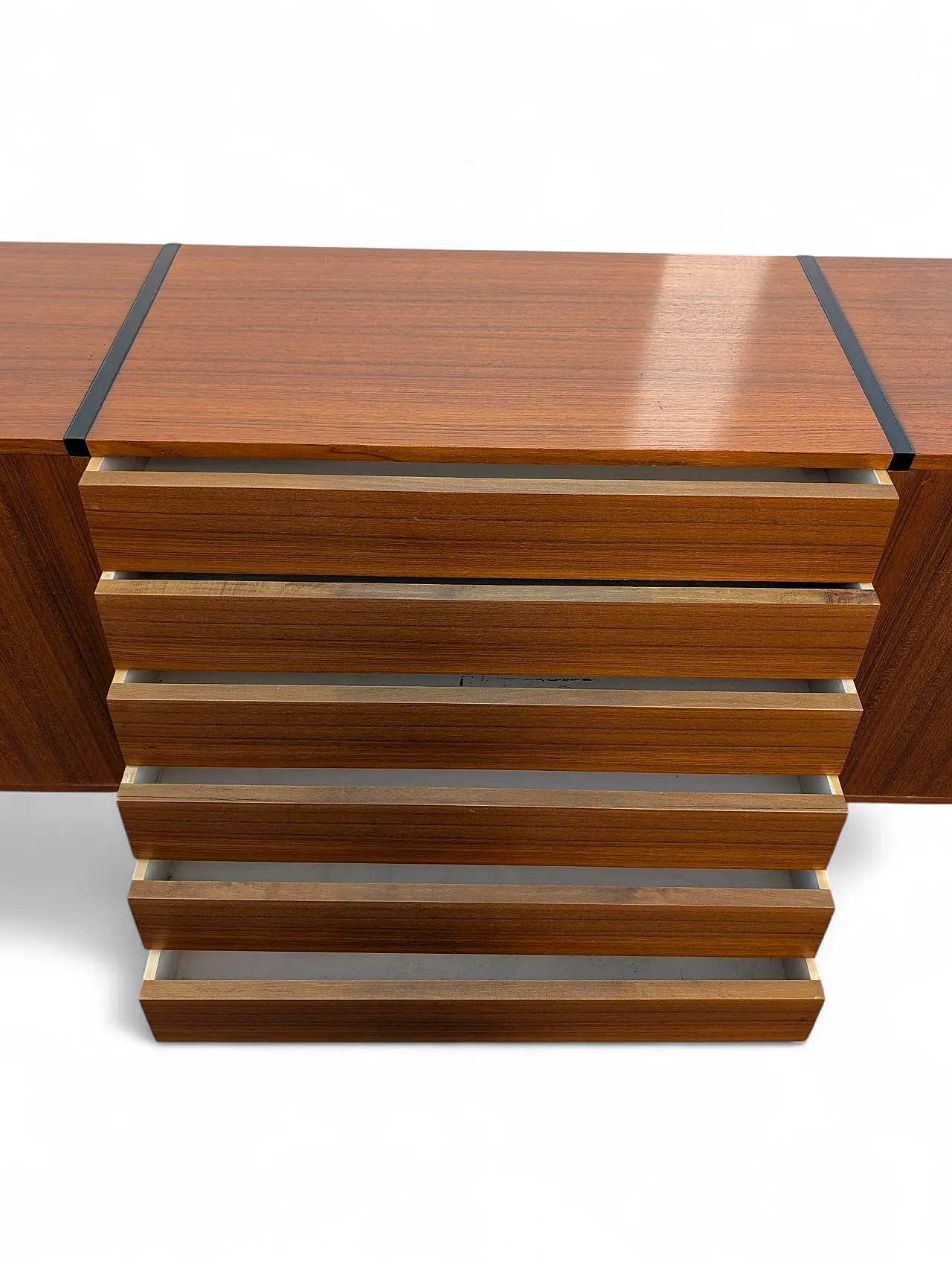 Teak wood cabinet with 6 drawers and 4 doors, 1950s 6