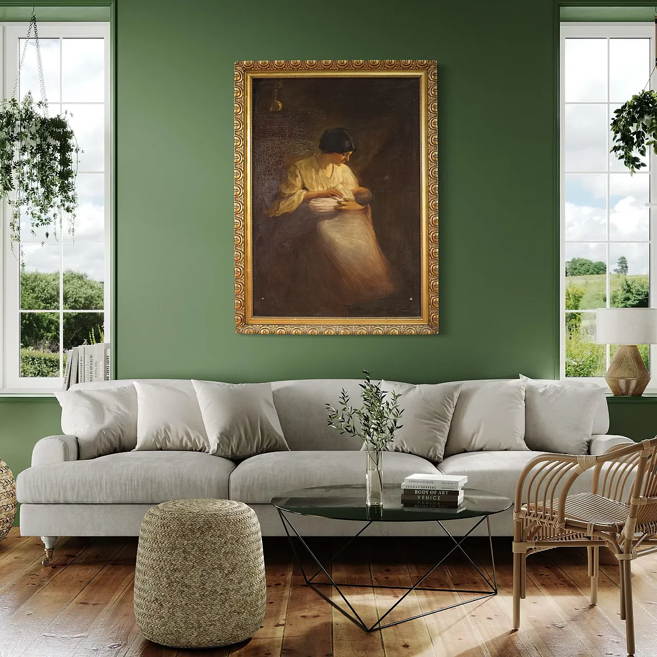 Spanish interior scene painting, 20th century 8