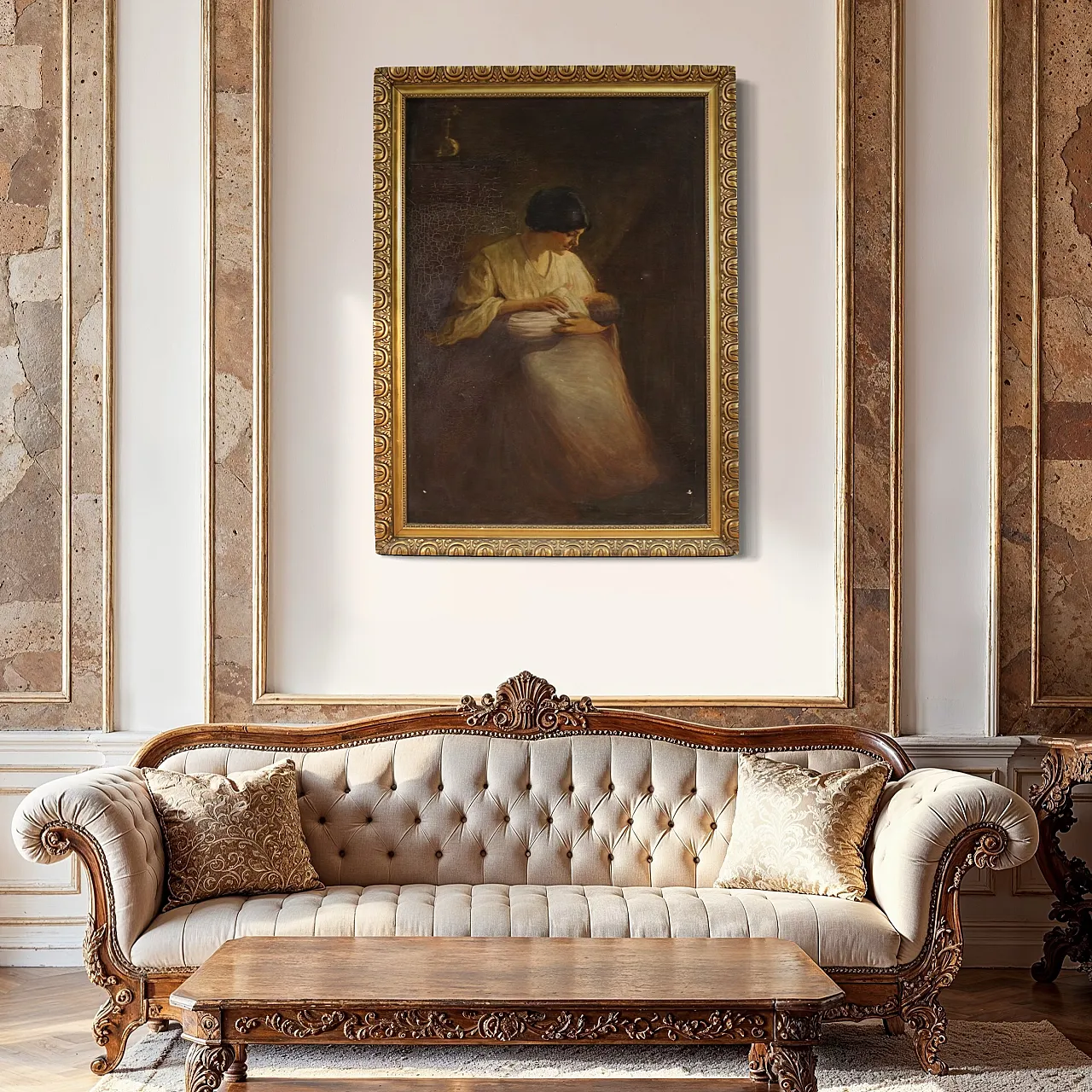 Spanish interior scene painting, 20th century 13