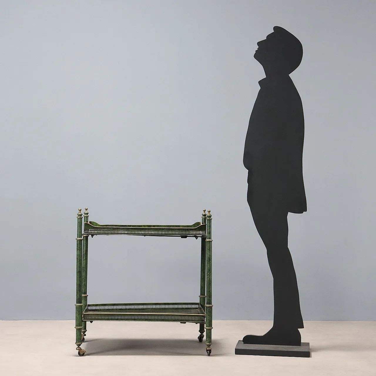 Carrello in ferro laccato a finto marmo, dipinto in oro, '900 2