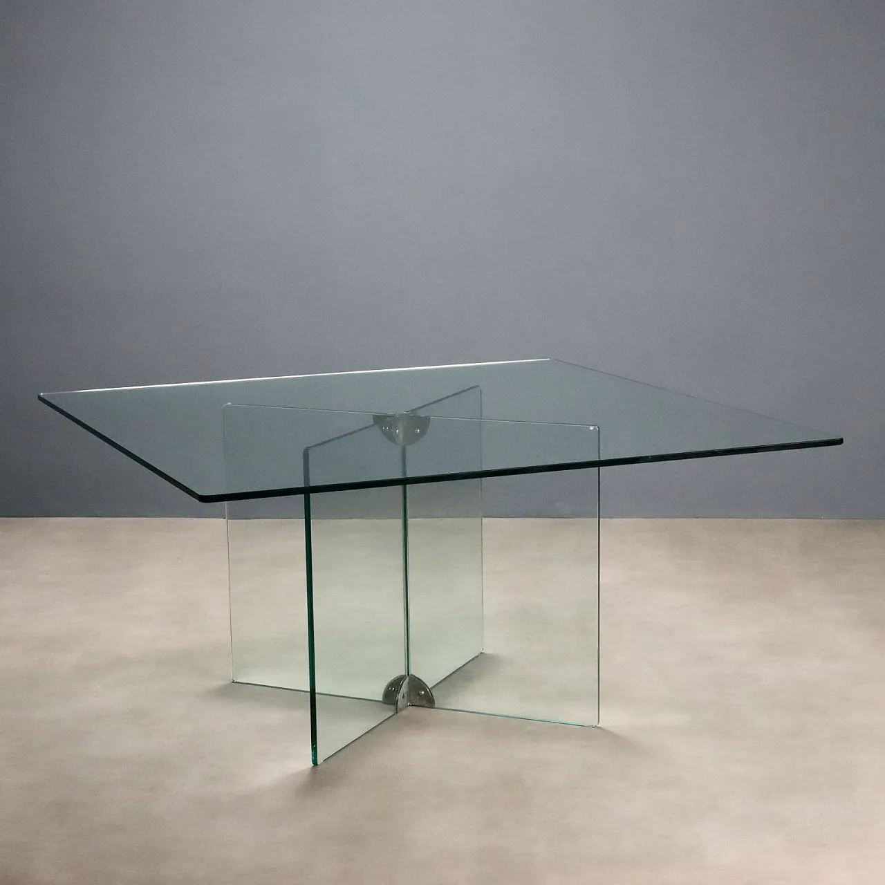 Ground glass dining table with square top, late 20th century 1