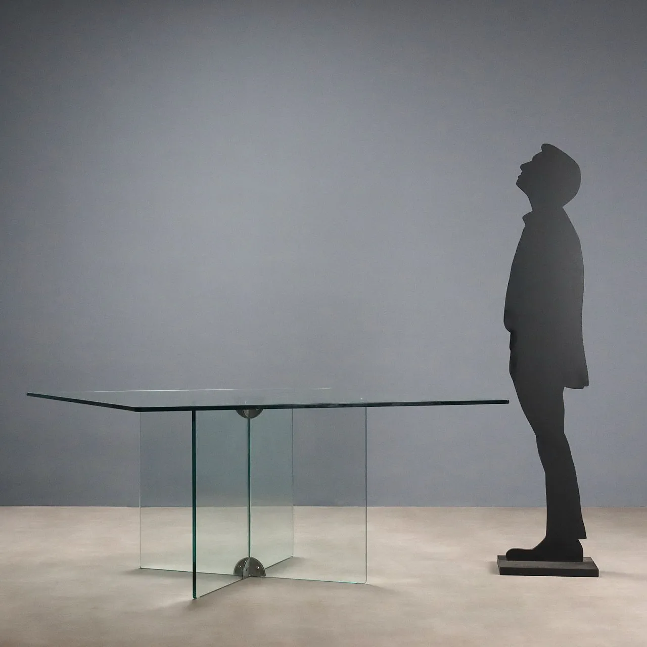 Ground glass dining table with square top, late 20th century 2