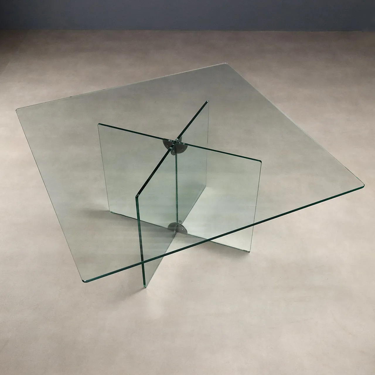 Ground glass dining table with square top, late 20th century 4