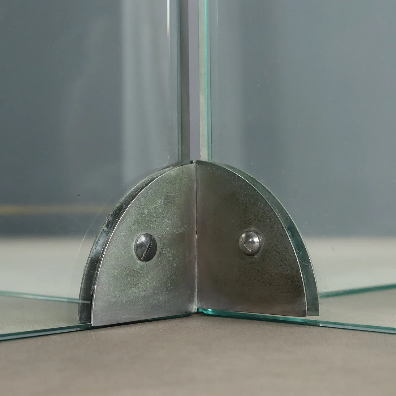 Ground glass dining table with square top, late 20th century 10