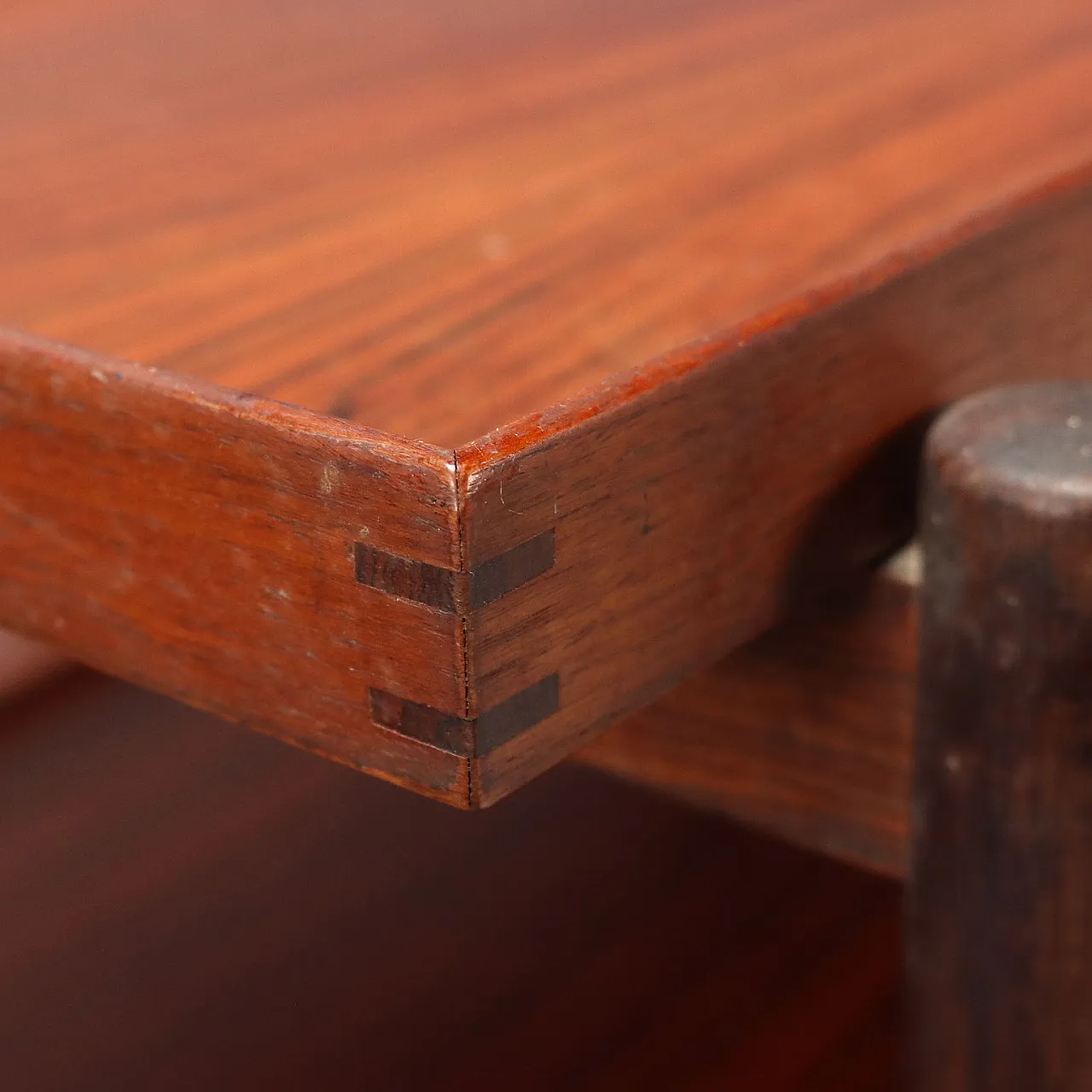 Carrello da servizio impiallacciato in teak, '900 4