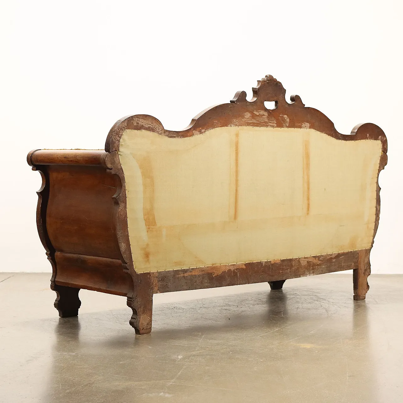 Sofa Louis Philippe in walnut carving Italy, 19th century 8