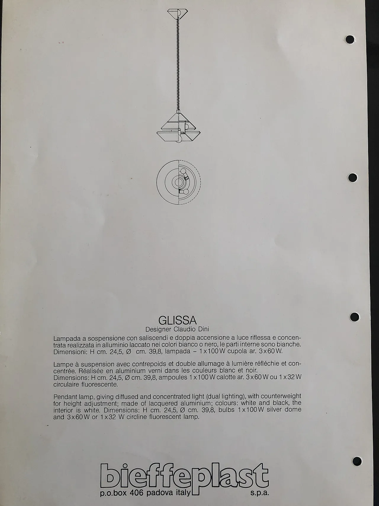 Lamp mod.Glissa by Claudio Dini for Bieffeplast, 70s 6