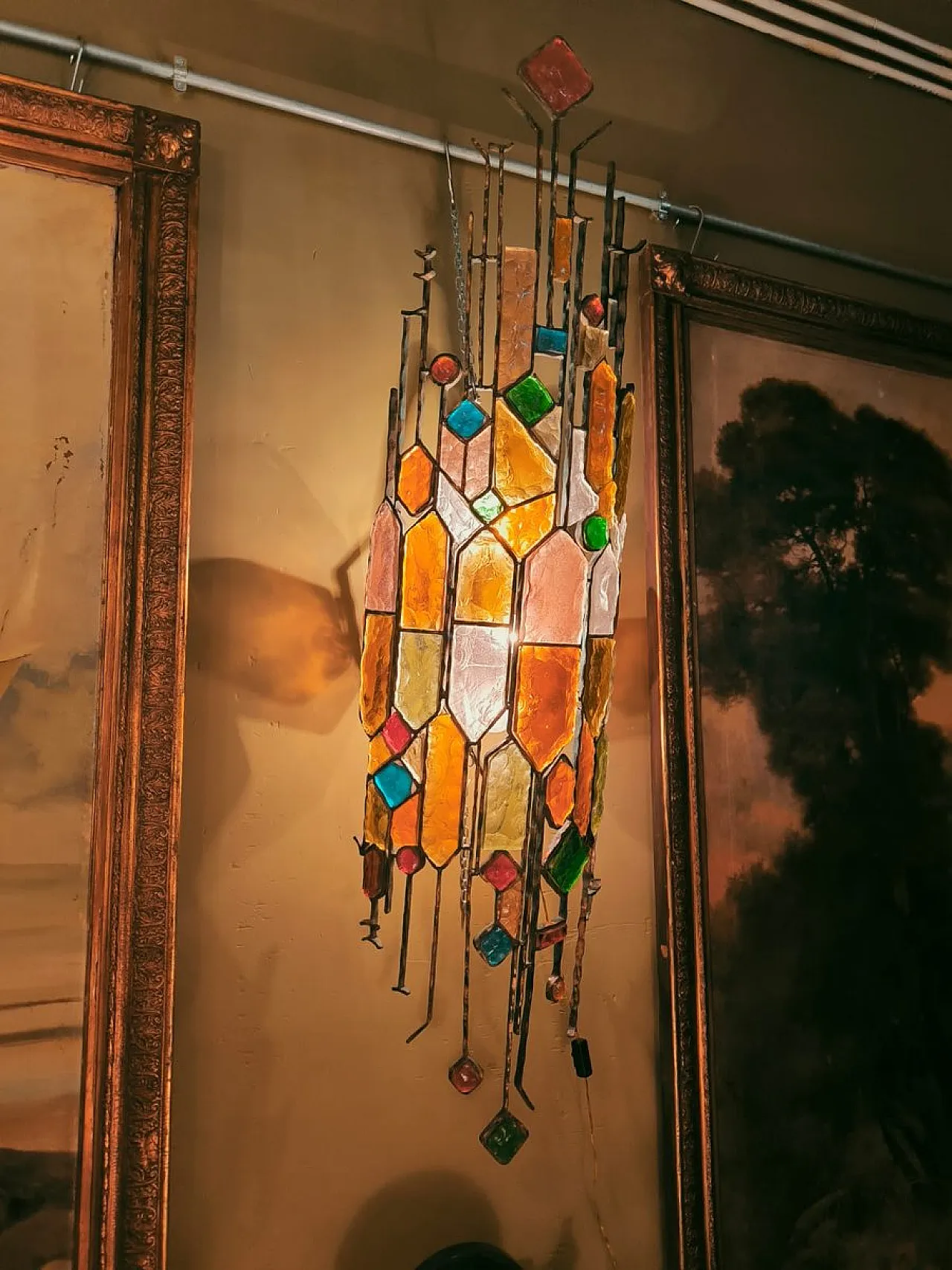 Pair of brutalist hammered glass wall lamps by Poliarte, 1970s 2