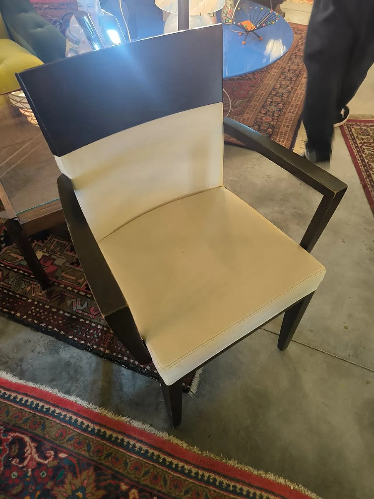 Sedia in legno e pelle, anni '50 4