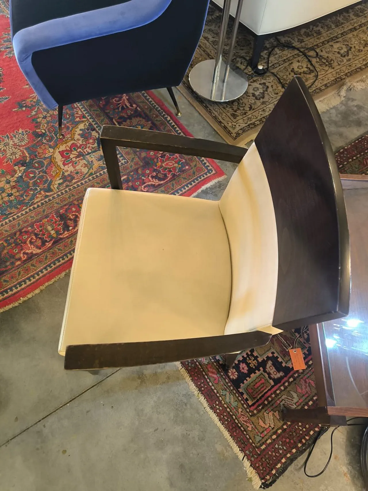 Sedia in legno e pelle, anni '50 5