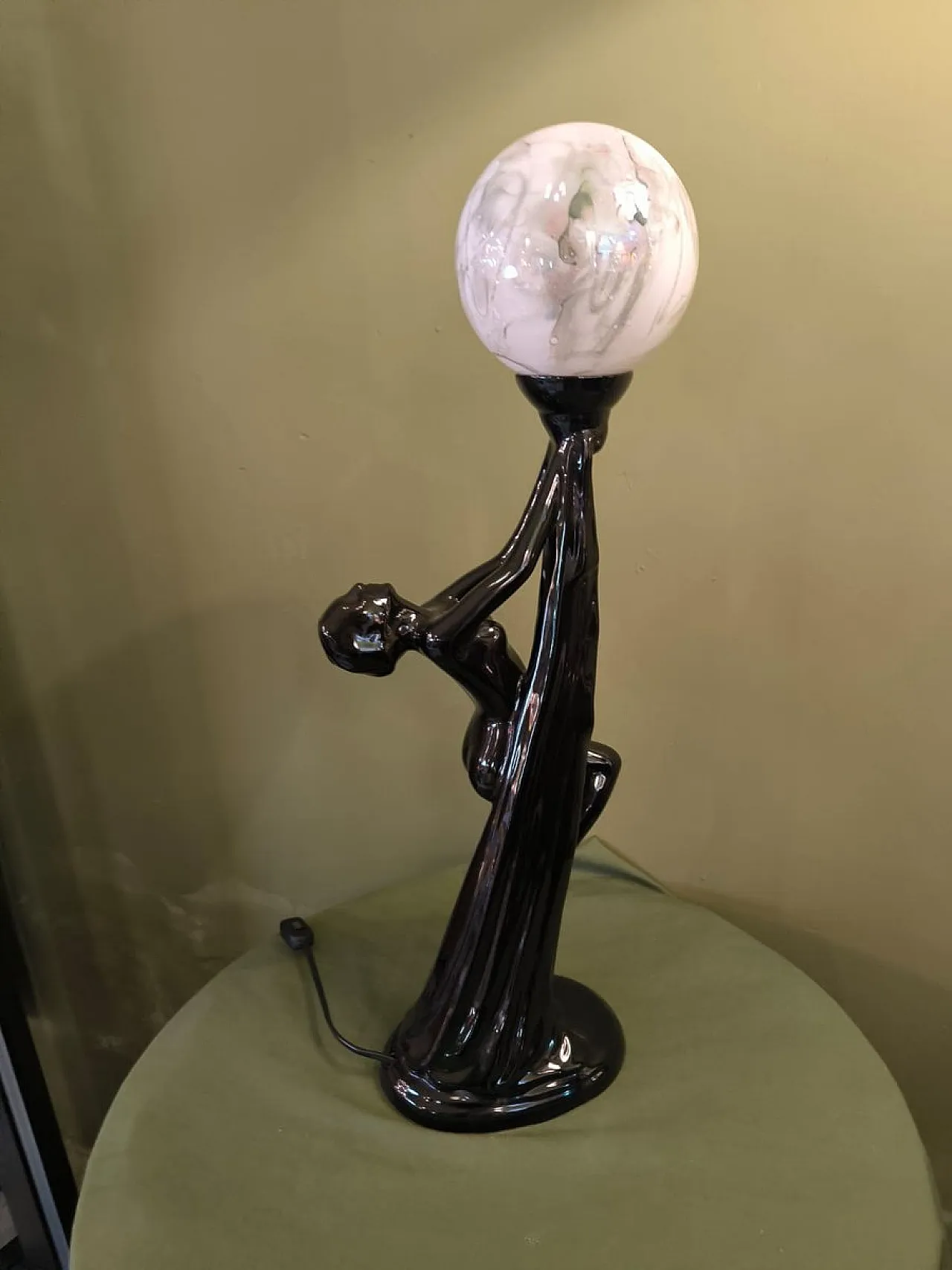 Ceramic lamp with sphere, 1980s 1