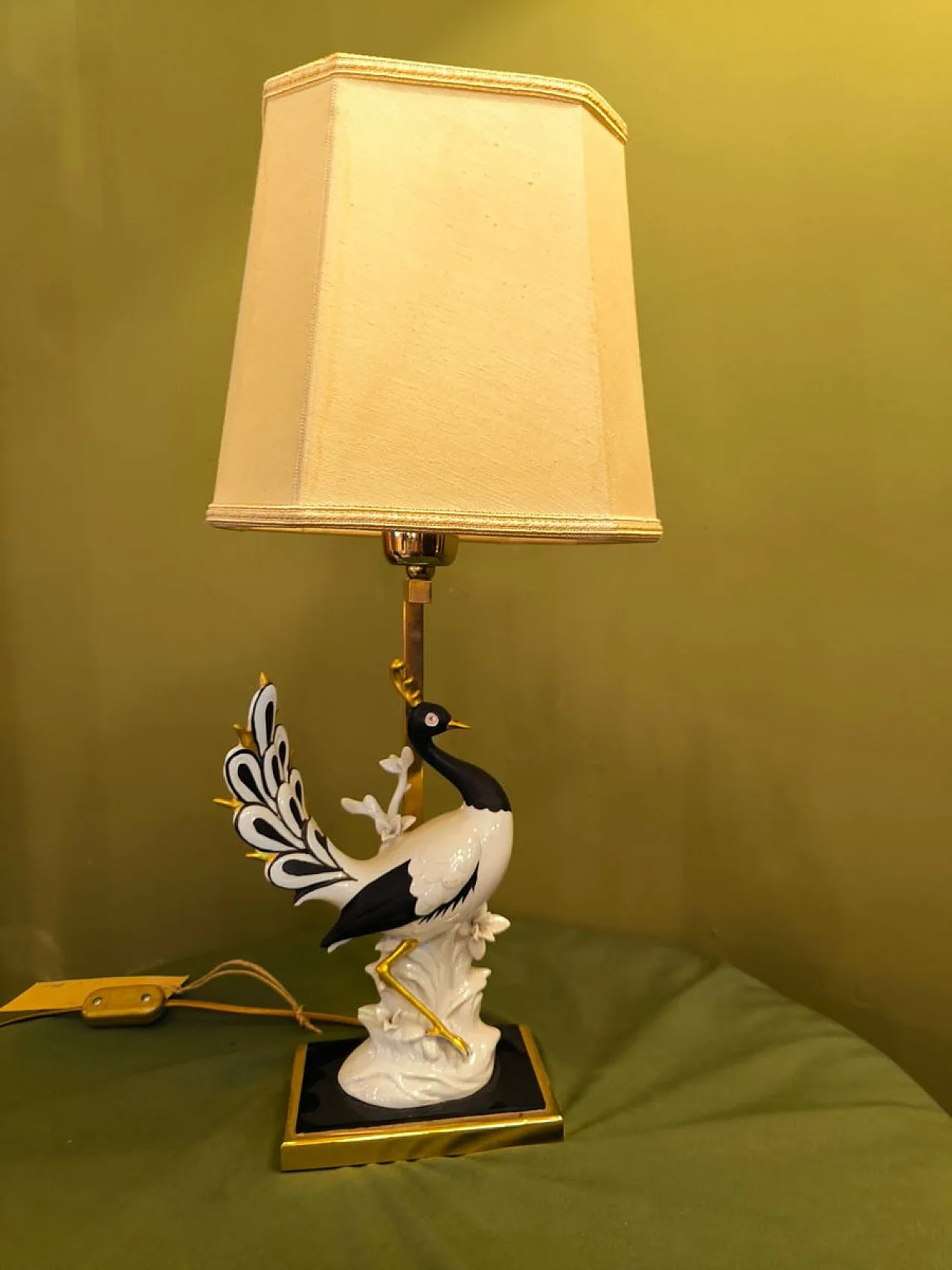 Swan lamp with lampshade, 1960s 1