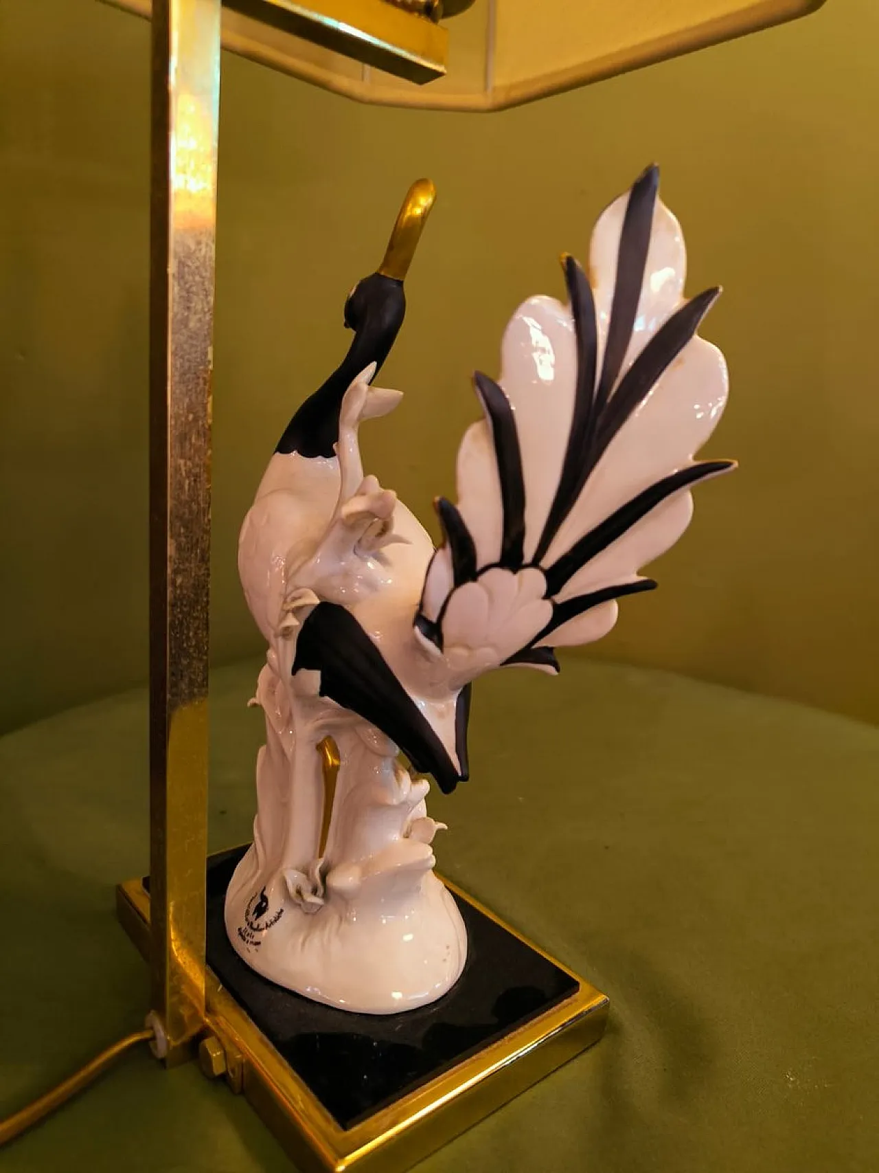 Swan lamp with lampshade, 1960s 3