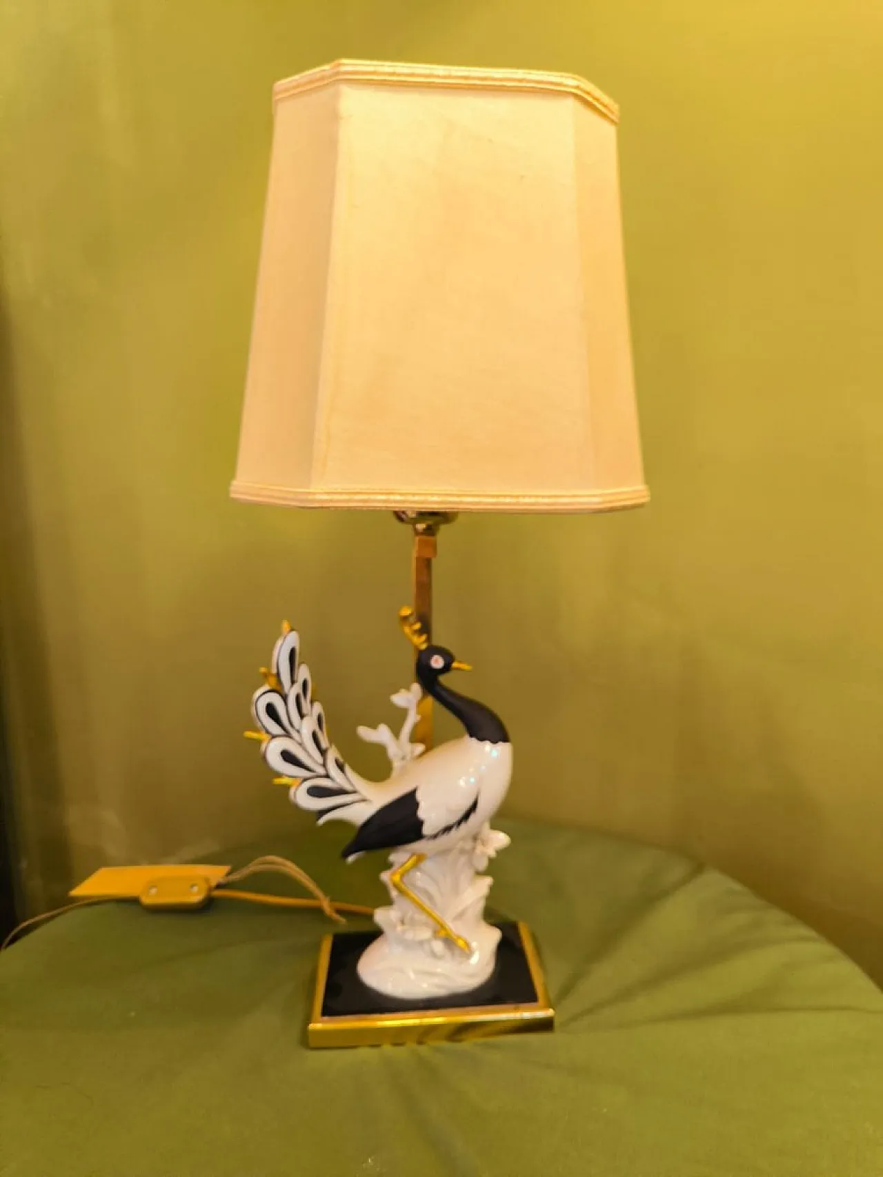 Swan lamp with lampshade, 1960s 5