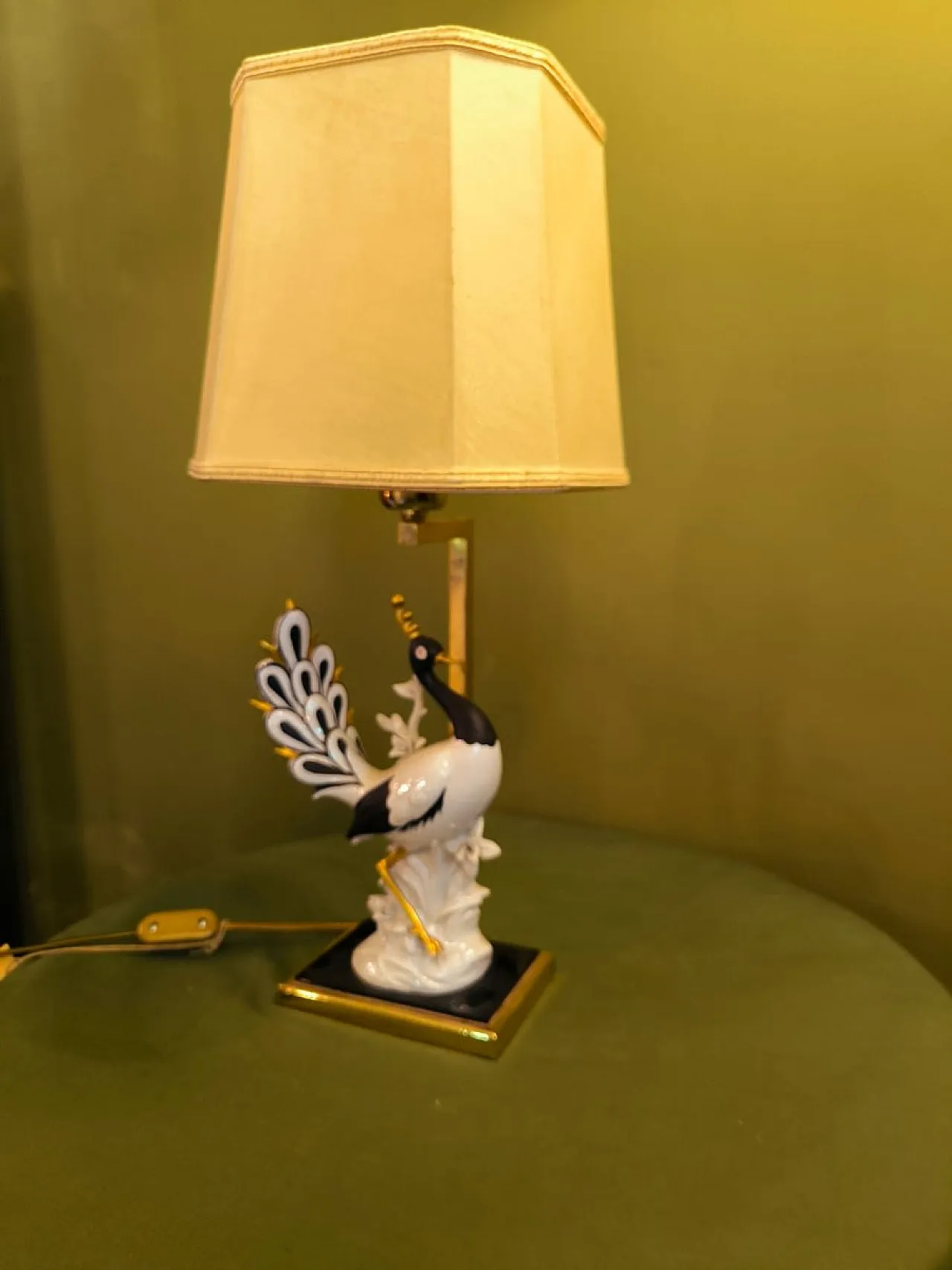 Swan lamp with lampshade, 1960s 6