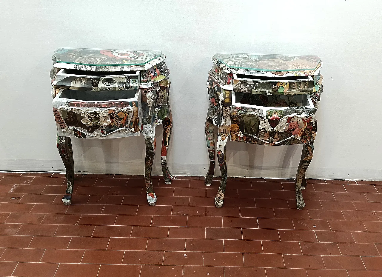 Coppio di comodini decoupage artistico, 2000 6