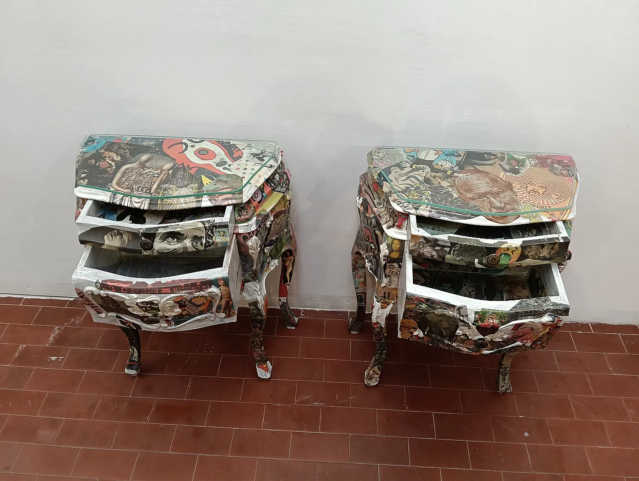 Coppio di comodini decoupage artistico, 2000 7