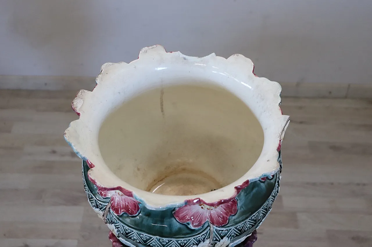 Vaso in ceramica con colonna Art Nouveau, inizi '900 5