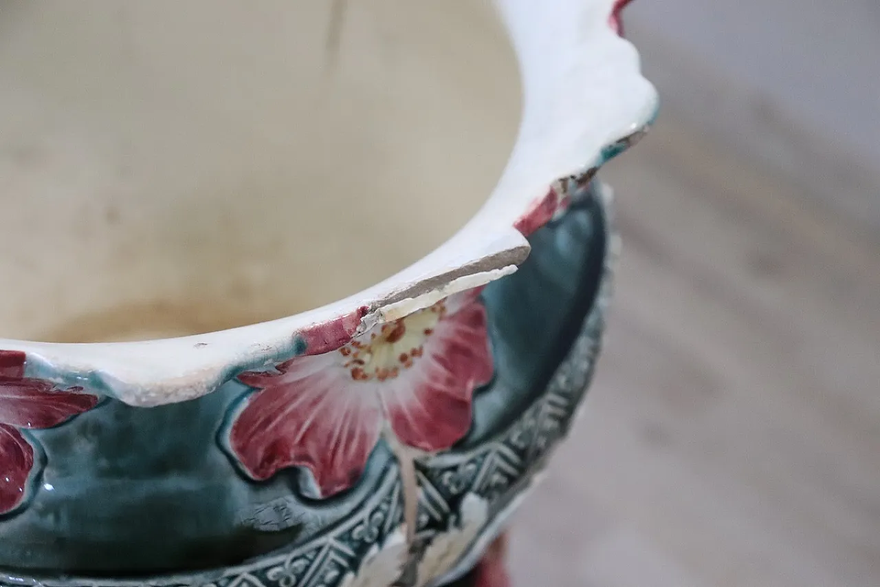 Vaso in ceramica con colonna Art Nouveau, inizi '900 6