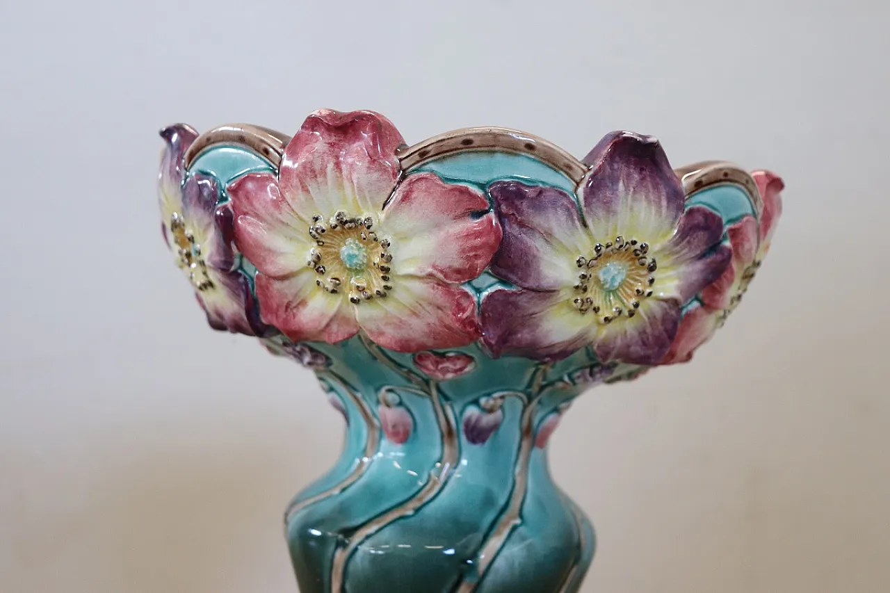 Vaso in ceramica con colonna Art Nouveau, inizi '900 13