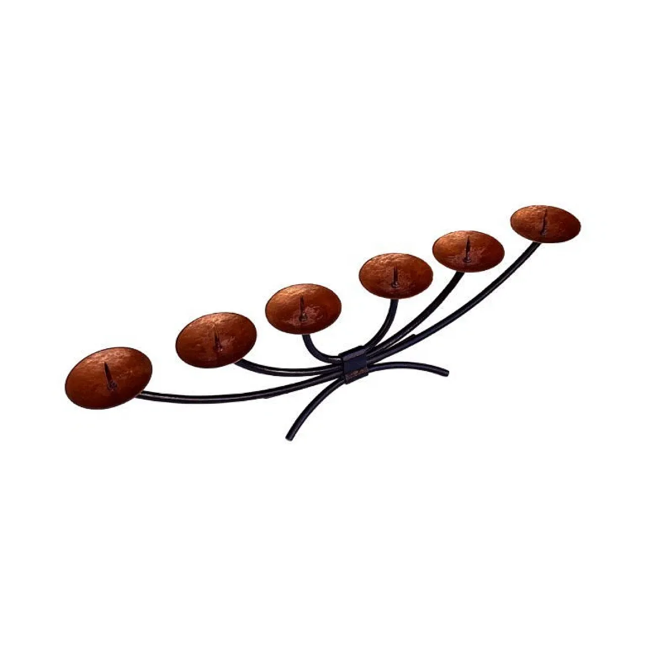 Candeliere in metallo con piastre in rame forgiato, anni '70 4