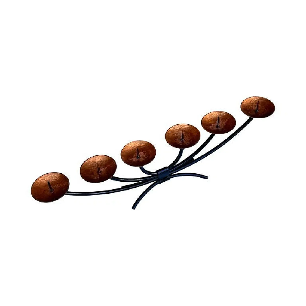 Candeliere in metallo con piastre in rame forgiato, anni '70 8