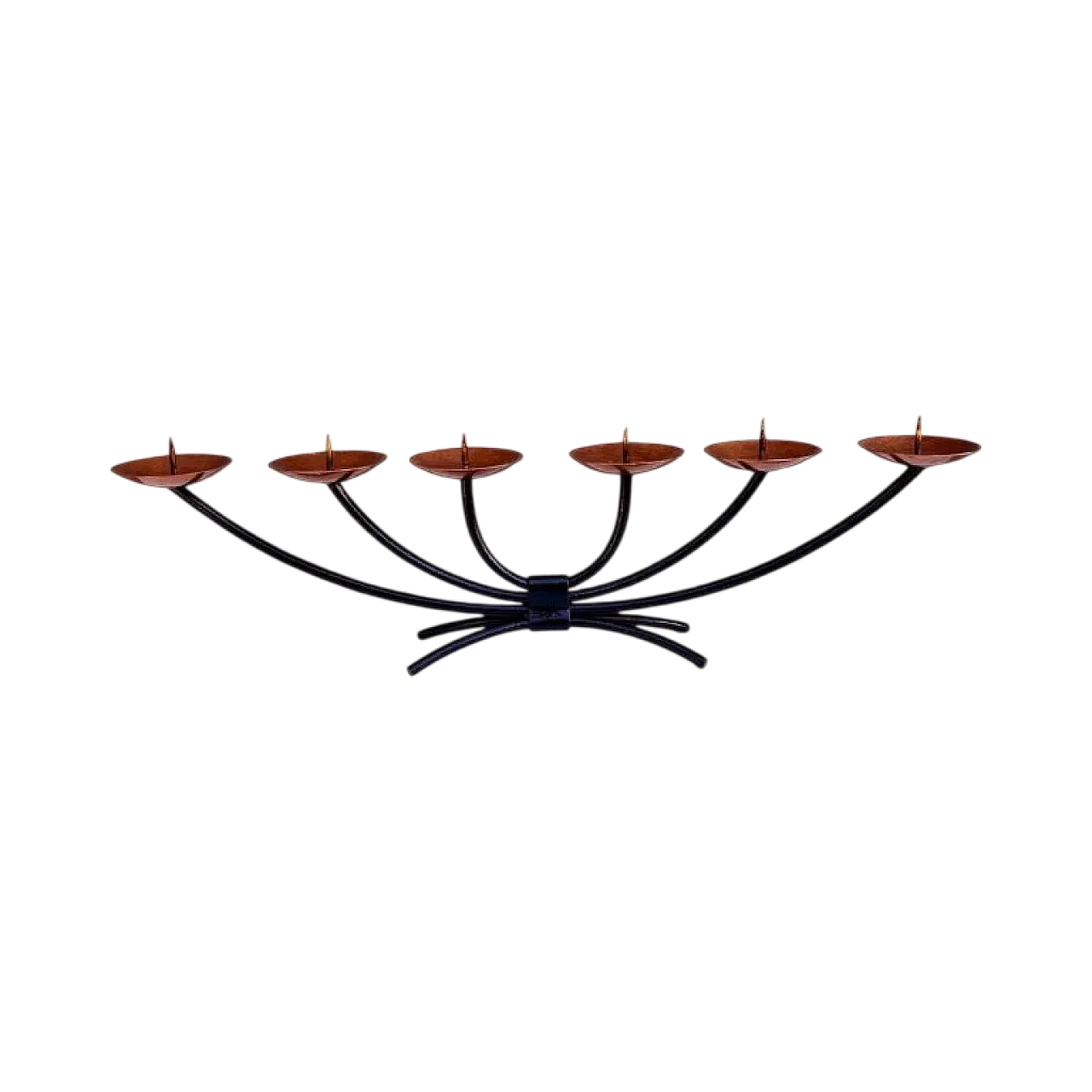 Candeliere in metallo con piastre in rame forgiato, anni '70 9