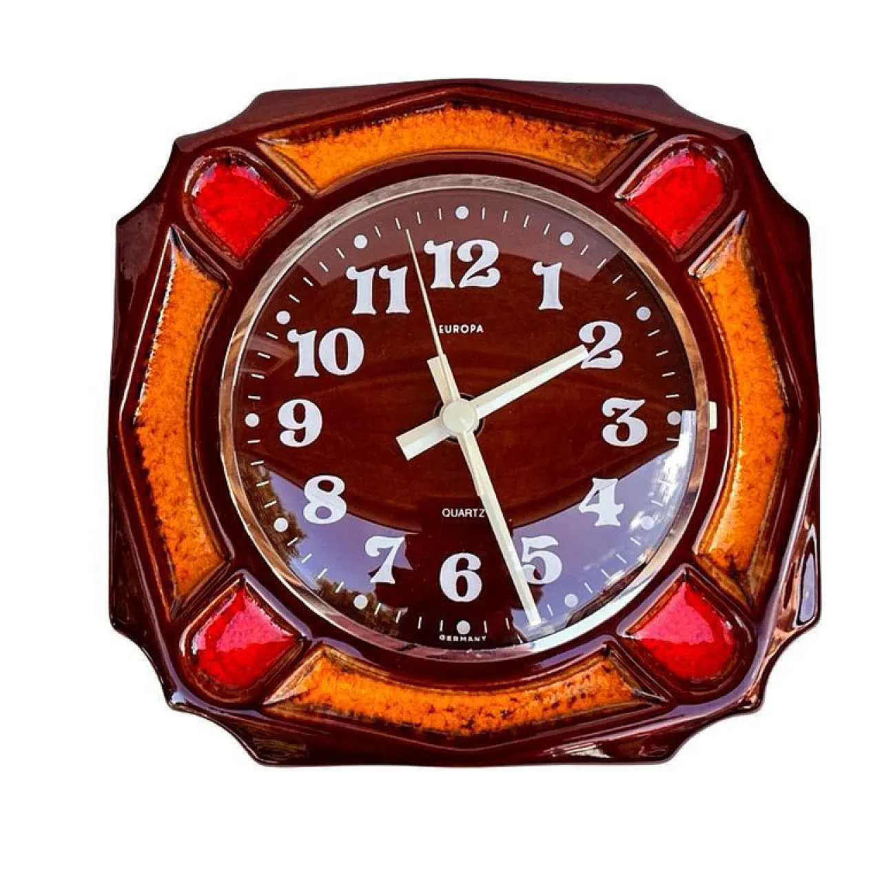 Kitchen Wall Clock in ceramic frame, 1970s 1