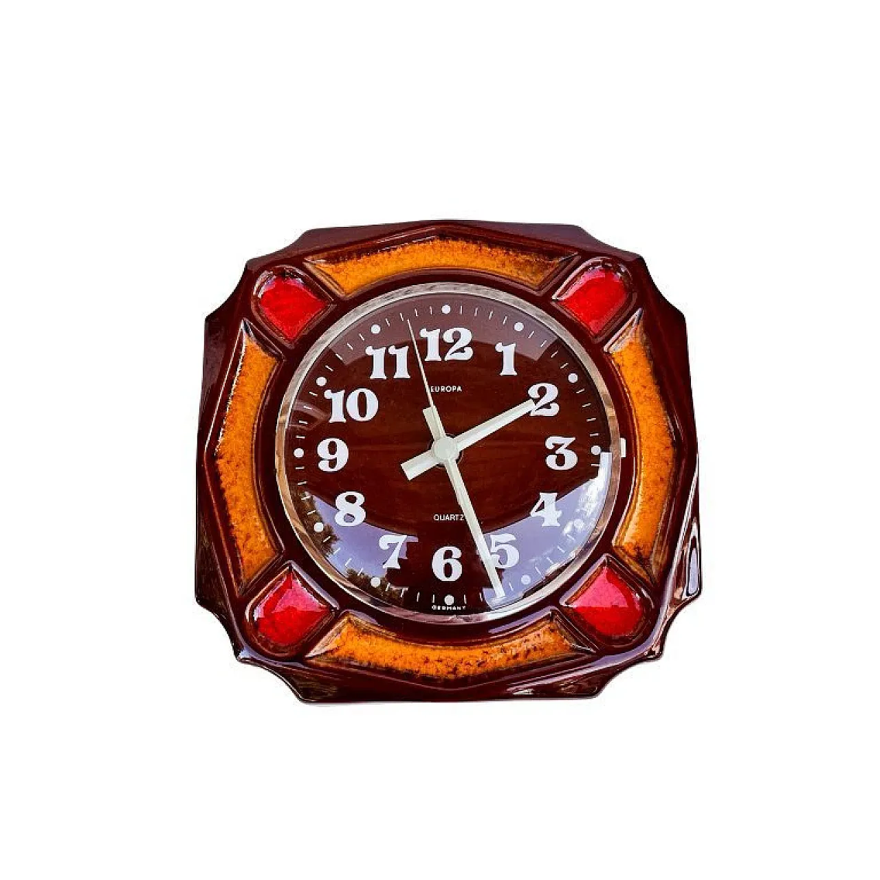 Kitchen Wall Clock in ceramic frame, 1970s 4