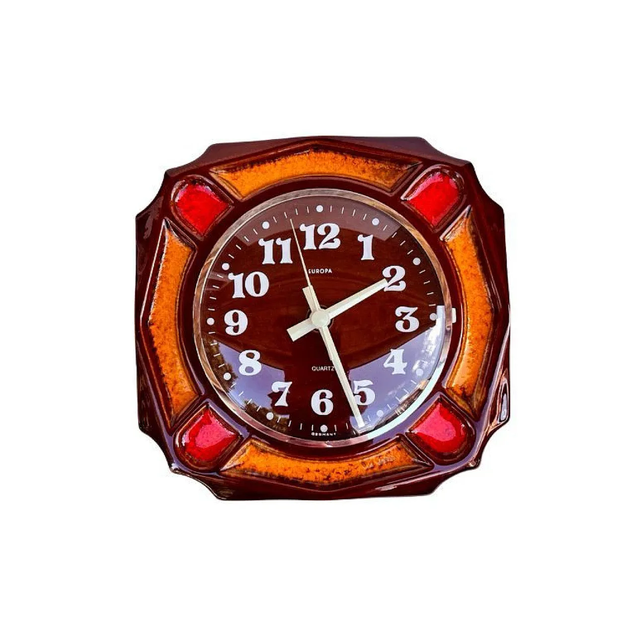 Kitchen Wall Clock in ceramic frame, 1970s 5